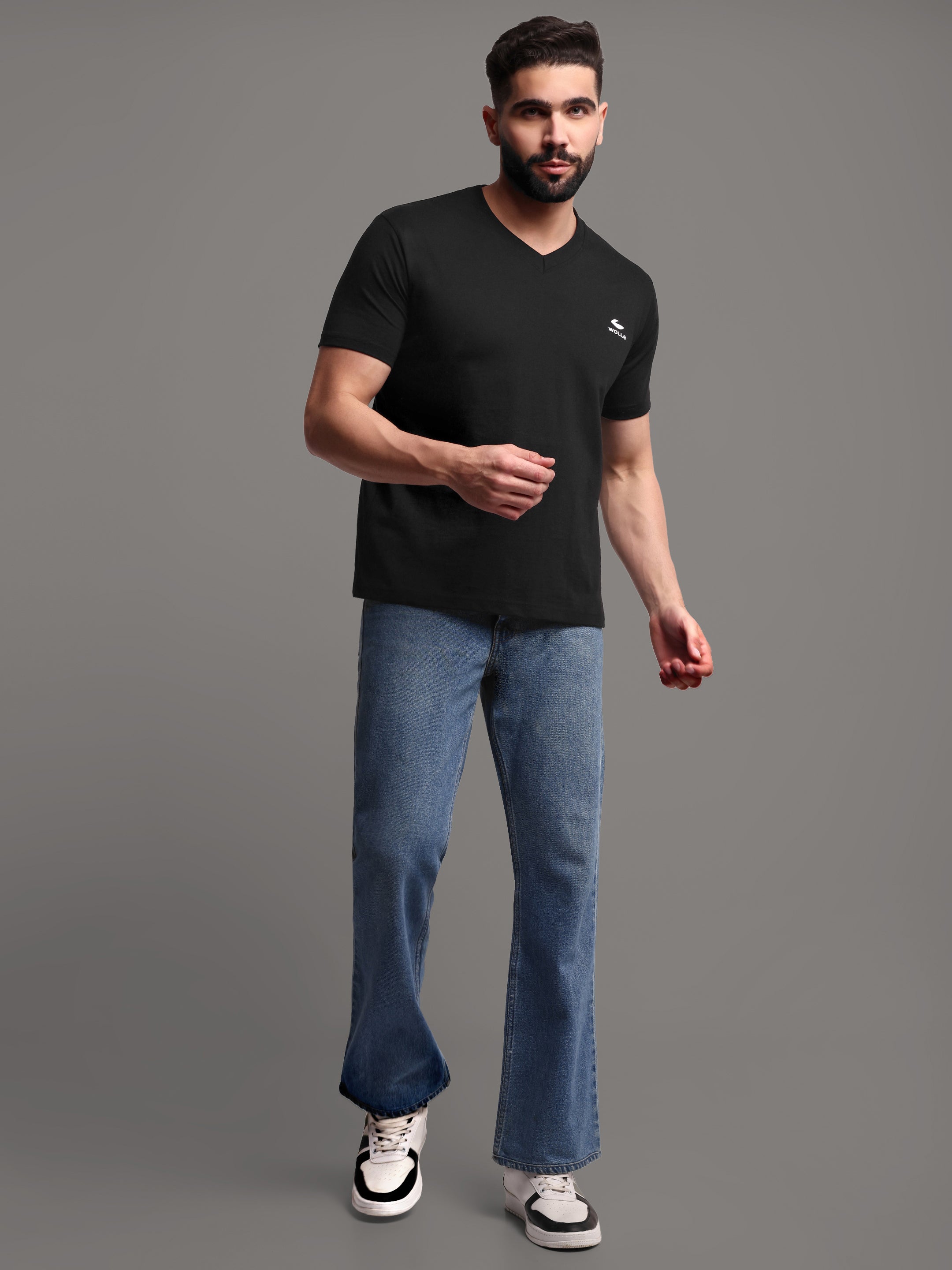 Pure Cotton solid V Neck T-Shirt for Men