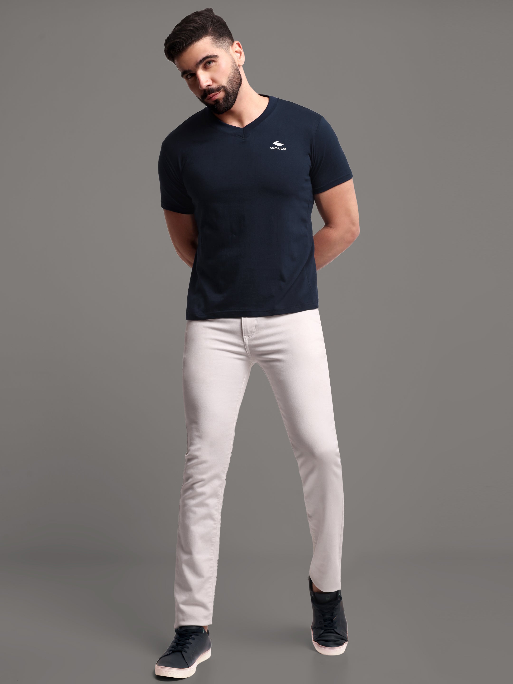 Pure Cotton solid V Neck T-Shirt for Men