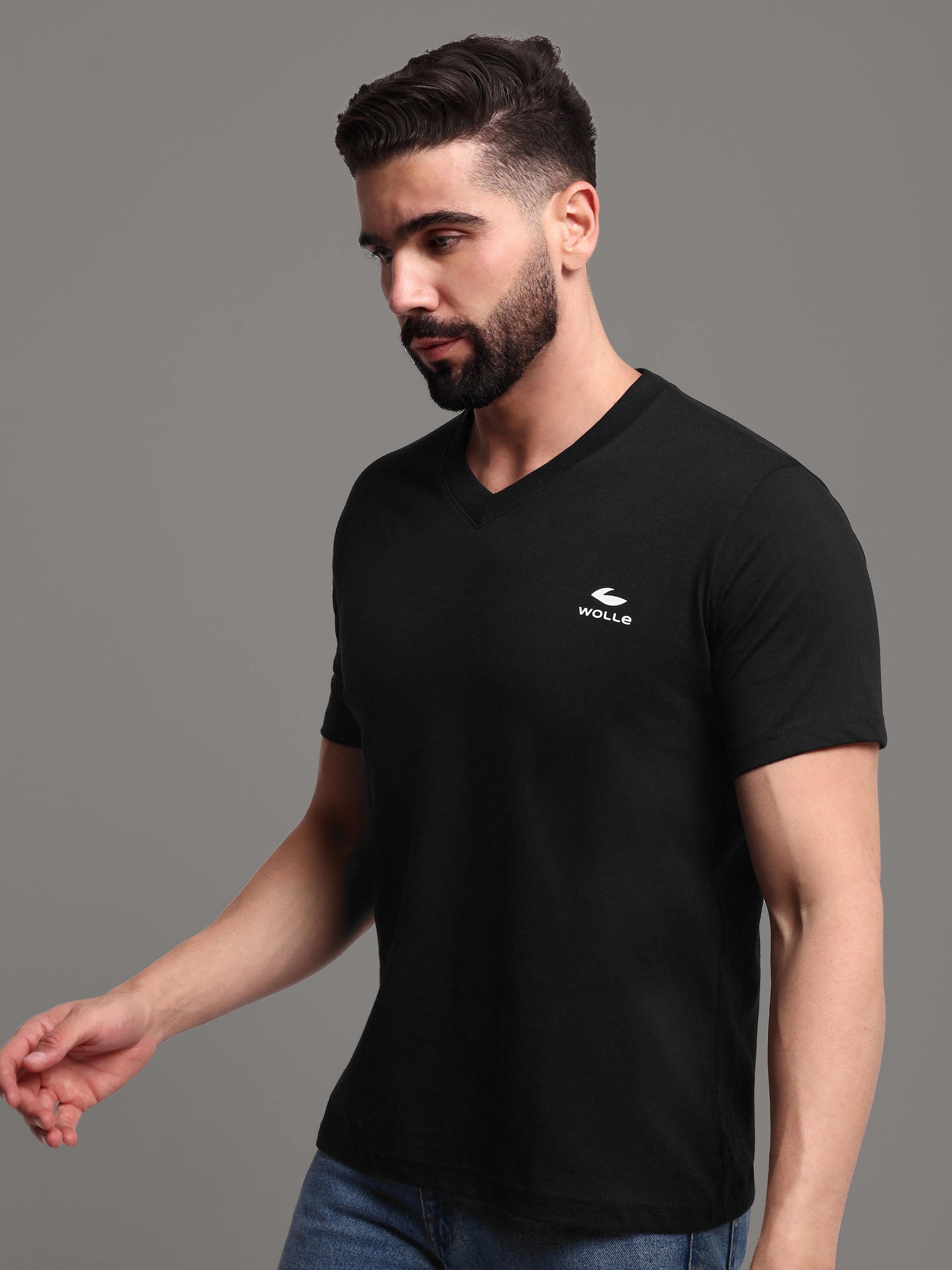 Pure Cotton solid V Neck T-Shirt for Men