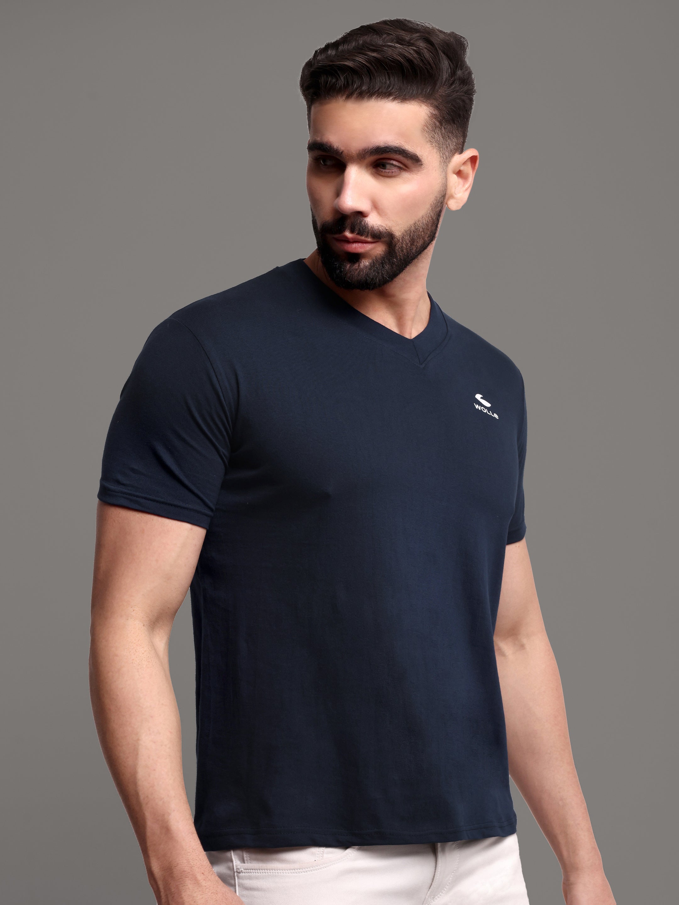 Pure Cotton solid V Neck T-Shirt for Men