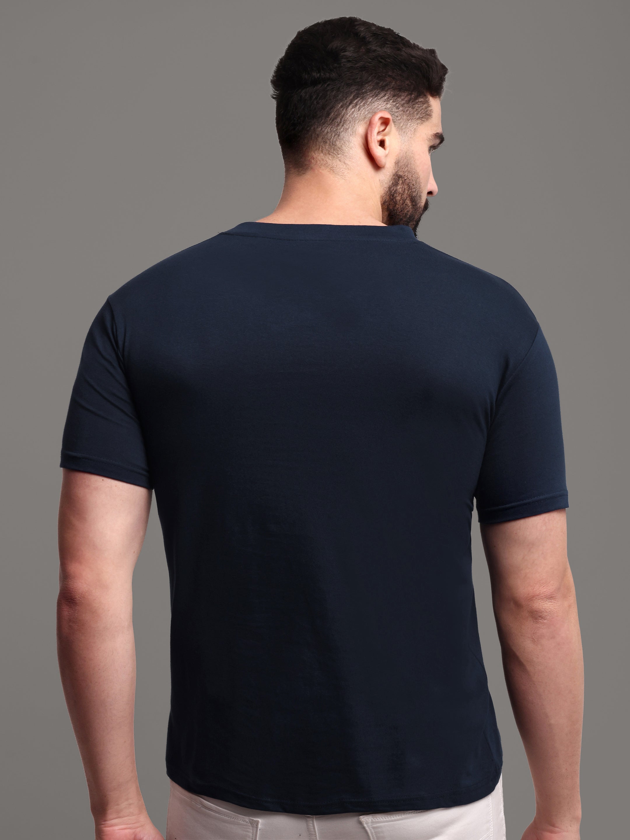 Pure Cotton solid V Neck T-Shirt for Men